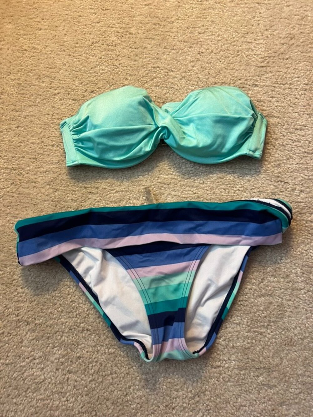 Victoria's Secret Blue and Purple Striped Bikini